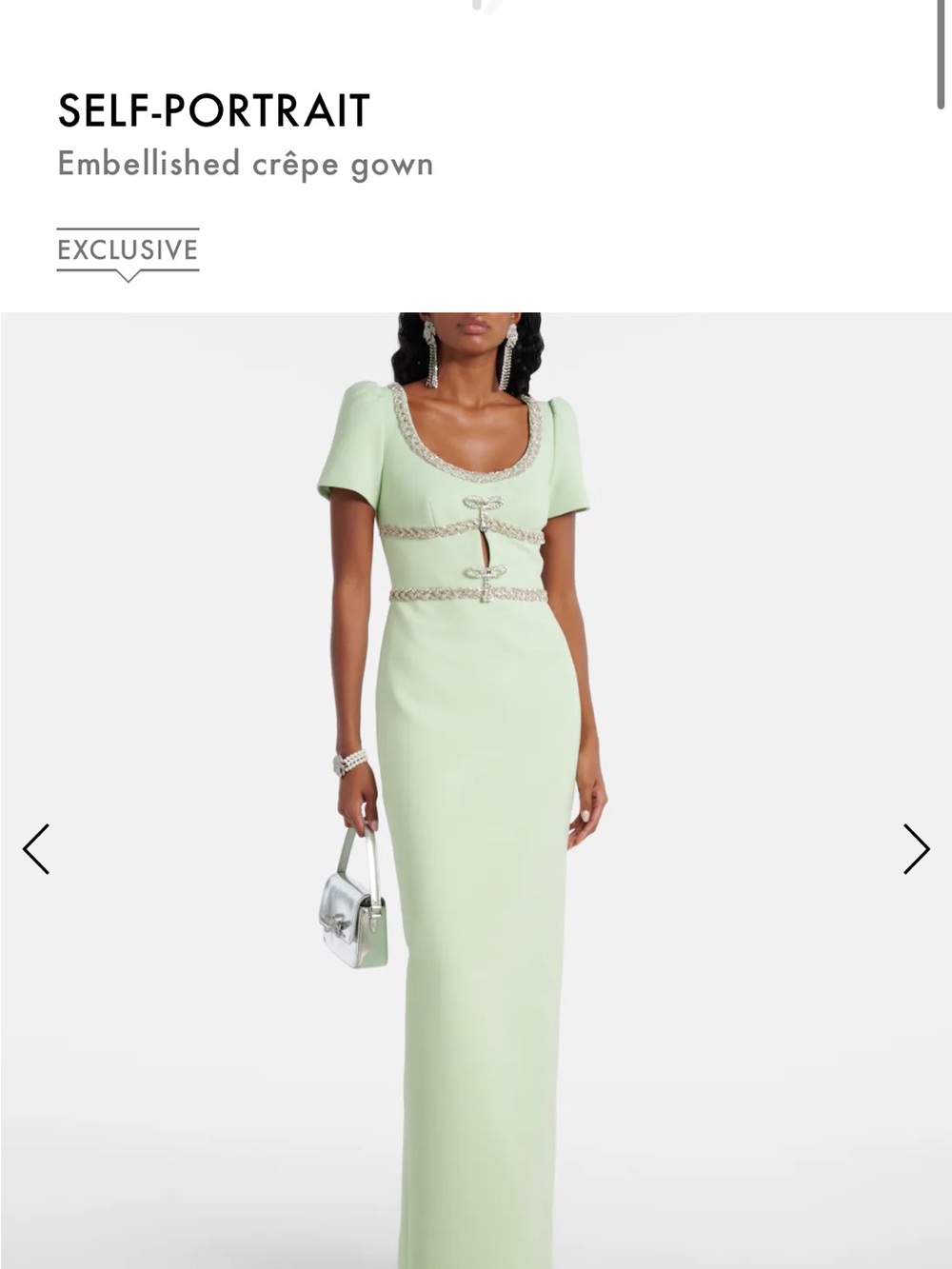 Self-Portrait Mint Embellished Maxi Gown